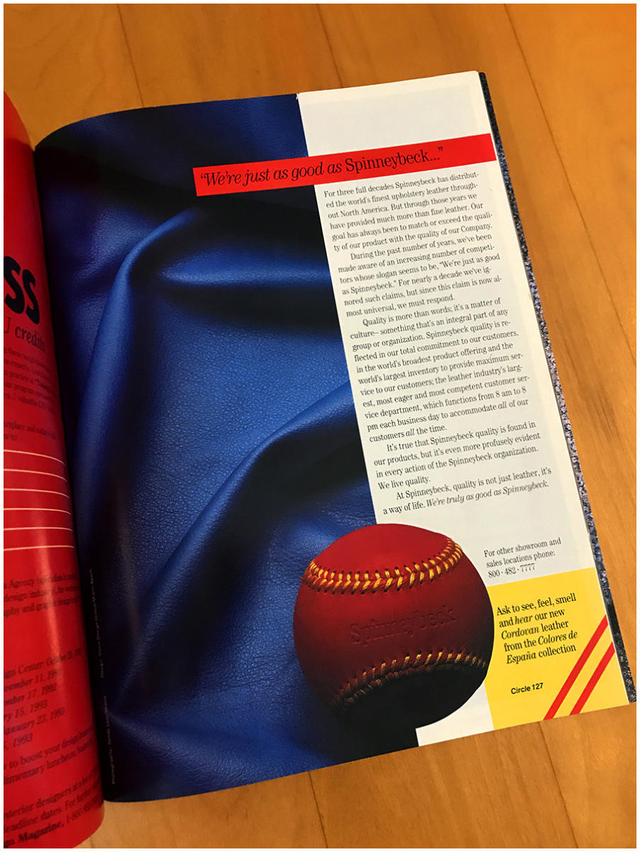 Spinneybeck Leather for "interior Design" Magazine