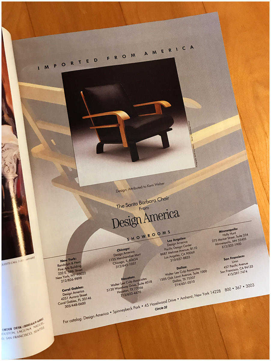 Design America: Santa Barbara Chair Ad for Interior Design Magazine
